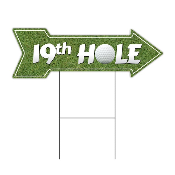 19th Hole Arrow Yard Sign Funny Home Decor 30in Wide